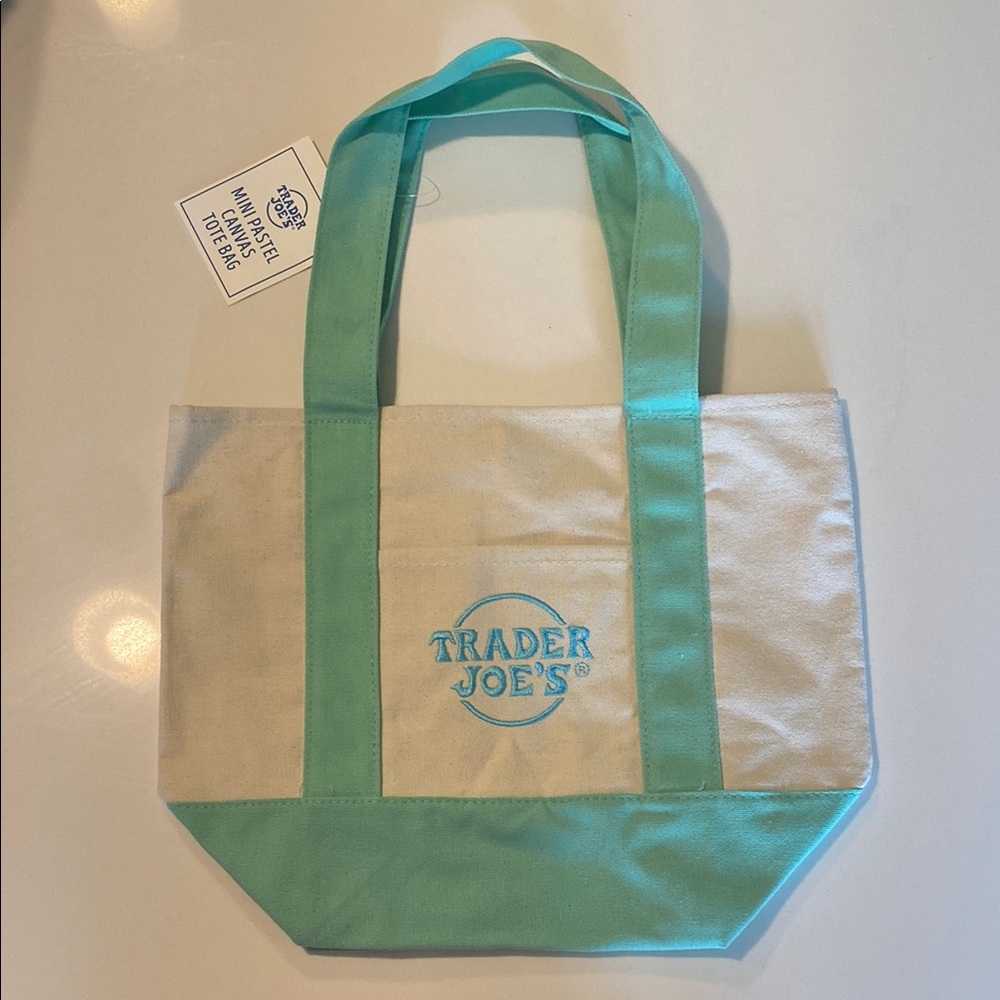 Cream and Blue Canvas Tote Bag with Classic Design